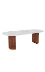 Eettafel 240 cm GABBY oval in mango hout en wit marmer top