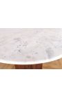 Eettafel 240 cm GABBY oval in mango hout en wit marmer top