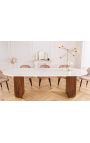 Eettafel 240 cm GABBY oval in mango hout en wit marmer top
