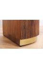 Eettafel 240 cm GABBY oval in mango hout en wit marmer top