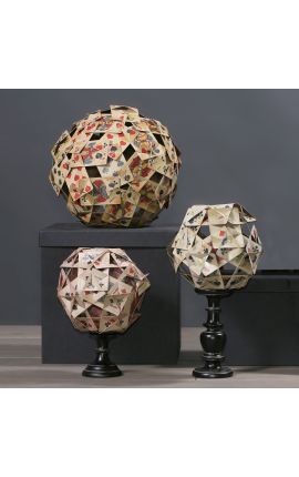 Set di 3 poliedri fatti con vecchie carte da gioco