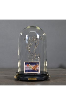 Glaskoepel bij de Zodiac (Steenbok) op een houten ondergrond gemonteerd