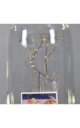 Glass dome at the Zodiac (Capricorn) mounted on wooden base