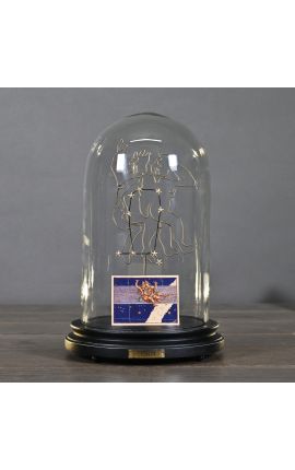 Cupola di vetro allo Zodiac (Gemelli) montati su una base di legno