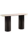 Console HENRY en bois noir et plateau en travertin beige