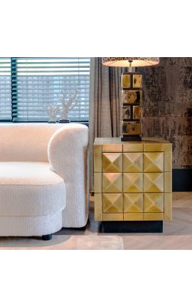 GLASTON tavolino in ottone dorato spazzolato con forme geometriche