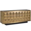 Buffet GLASTON en laiton doré brossé avec formes géométriques - 180 cm