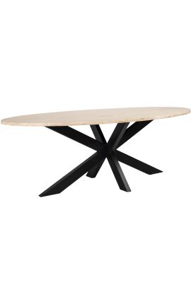 Tavolo da pranzo ovale in bronzo e travertino beige - 230 cm