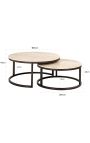 Set de 2 taules de cafè OSIS en metall de bronze i superior de travertí beix