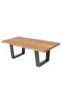 Table basse en acacia ARGES avec piètement en métal noir - 110 cm - 35mm