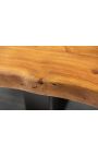 Table basse en acacia ARGES avec piètement en métal noir - 110 cm - 35mm