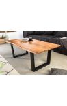 Mesa de café ARGES acacia con base de metal negro - 120 cm