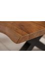 Table basse en acacia GERY avec piètement en métal noir - 110 cm - 35mm