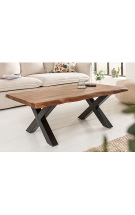 Tavolo da caffè in acciaia con base nera - 110 cm