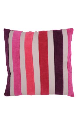 Cuscino quadrato in cotone con strisce multicolor 45 x 45