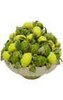 Décoration en forme de bouquet de citrons vert et jaunes en porcelaine émaillé
