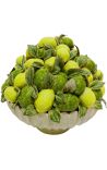 Zaļās un dzeltenās citronu buketes dekorācija emalētajā porcelānā