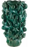 Grand vase vert au décor de coquillages en porcelaine émaillé