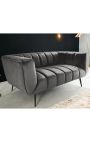 LETO 2-Sitzer-Sofa in dunkelgrauem Samt mit schwarzen Beinen