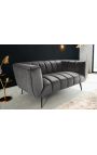 LETO 2-Sitzer-Sofa in dunkelgrauem Samt mit schwarzen Beinen