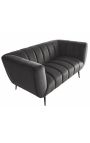 LETO 2-Sitzer-Sofa in dunkelgrauem Samt mit schwarzen Beinen