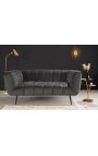 LETO 2-Sitzer-Sofa in dunkelgrauem Samt mit schwarzen Beinen