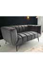 LETO 2-Sitzer-Sofa in dunkelgrauem Samt mit schwarzen Beinen