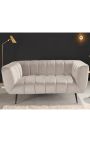 LETO 2-Sitzer-Sofa aus champagnerfarbenem Samt mit schwarzen Beinen