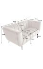 LETO 2-Sitzer-Sofa aus champagnerfarbenem Samt mit schwarzen Beinen