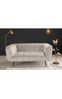 LETO 2-Sitzer-Sofa aus champagnerfarbenem Samt mit schwarzen Beinen