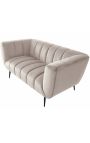 LETO 2-Sitzer-Sofa aus champagnerfarbenem Samt mit schwarzen Beinen