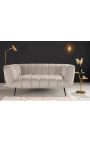 LETO 2-Sitzer-Sofa aus champagnerfarbenem Samt mit schwarzen Beinen