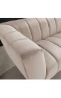 LETO 2-Sitzer-Sofa aus champagnerfarbenem Samt mit schwarzen Beinen