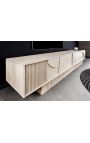 VALLA gabinete de TV en madera de árbol de Mango blanqueado con patrón geométrico 3d
