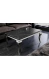 Modern baroque steel coffee table silver and top black ceramic - 11