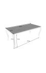 Moderno tavolo da pranzo in acciaio barocco argento, top ceramica nero 180cm