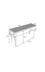 Moderna consola de acero inoxidable barroco plata y cerámica negra superior