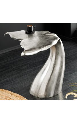 Tavolino Nageoire de baleine" in alluminio argentato