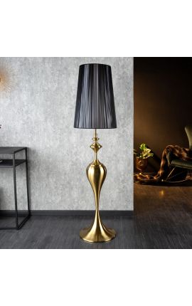 Lampada da terra barocca 160 cm metallo dorato con ombrello nero