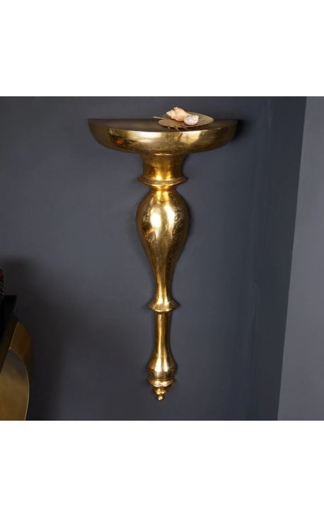 Mūsdienu baroka sienas konsole 80 cm no zelta alumīnija - 1