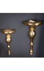 Mūsdienu baroka sienas konsole 80 cm no zelta alumīnija - 3