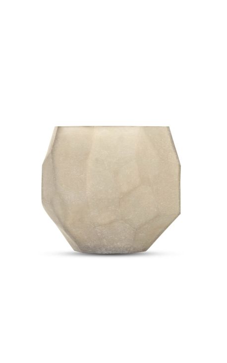 Vase "EAR" vidrio beige con facetas geométricas - Tamaño S