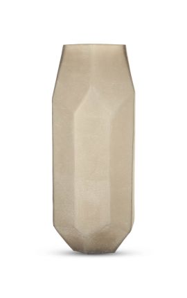 Vaso "AURE" vetro beige con facette geometriche - Dimensione M