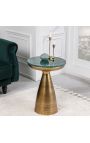 Zijde tafel "DE DUIVEL" 40 cm bovenste groene marmer en goud metaal