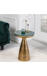 Mesa lateral DIABOLO 40 cm mármore verde superior e metal dourado