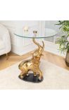 Table d'appoint ELEPHANT en aluminium doré, base en marbre noir