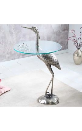 Tavola laterale "HERON" in argento di alluminio