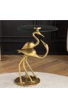 Side table CRANE of gold aluminium