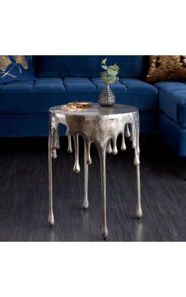 Tavolino "MELTED" in alluminio argento