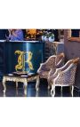 Καρέκλα Bergere Louis XV ύφασμα λεοπάρδαλης και χρυσό ξύλο - 12
